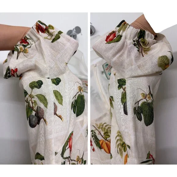 Agua Bendita Pomelo Frutas Mini Dress Linen White Fruit Floral Print XL - Picture 12 of 16